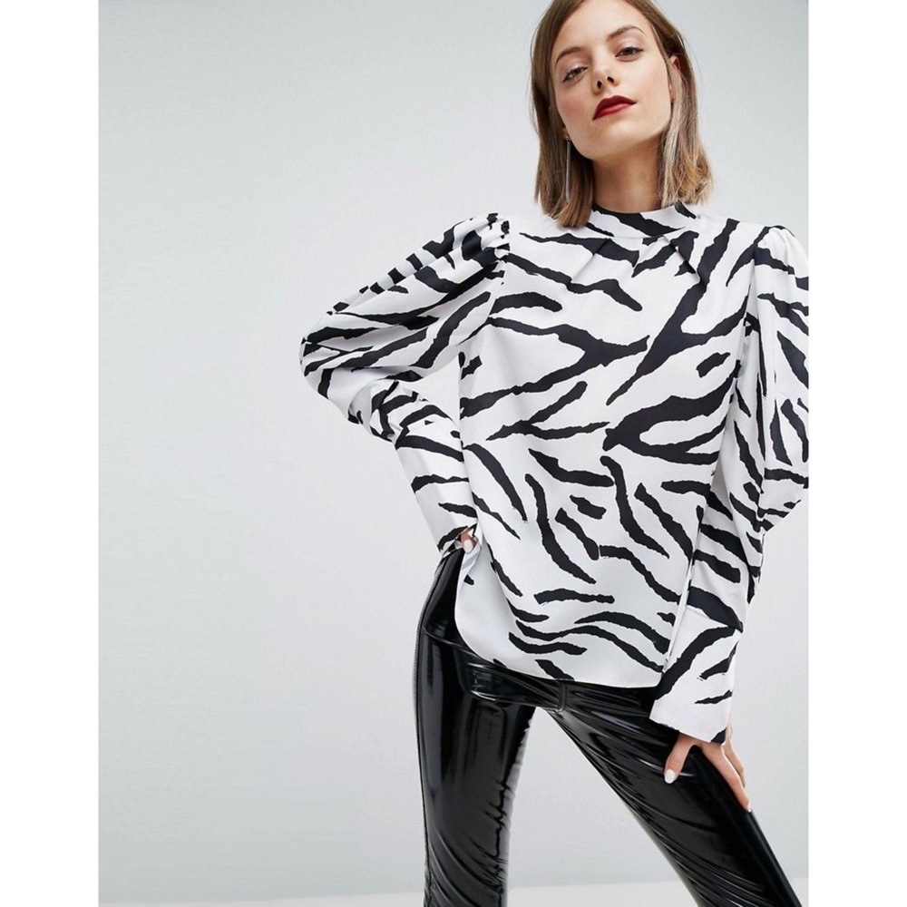 ASOS Extreme Long Sleeved Zebra Print Top
